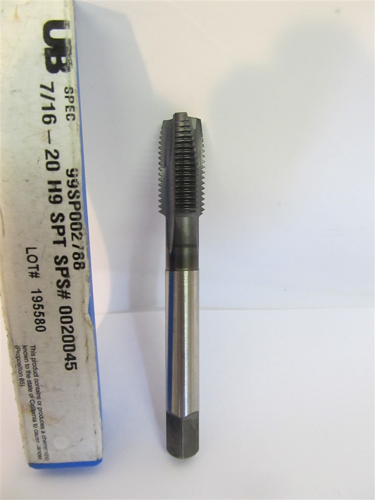 Union Butterfield 99SP002788, 7/16"-20 UNF, TiCN, Plug, Spiral Point Hand Tap