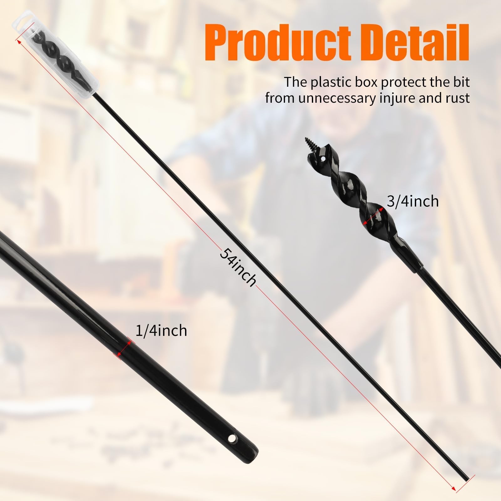 Flexible Drill Bit for Wire Pulling-3/4 Inch x 54 Inch, Extended Installer Dr...