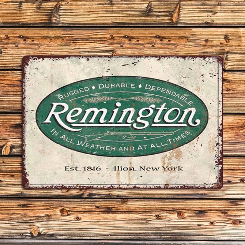 Remington Rugged Durable Dependable Retro Metal Sign Vintage Brand Collect Decor