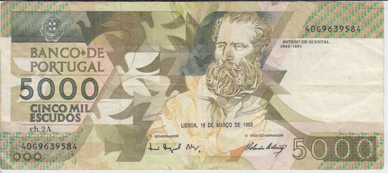 Portugal  P184e-9584 5,000 5.000 5000 Escudos 18.3.1993, VF  We Combine 2001