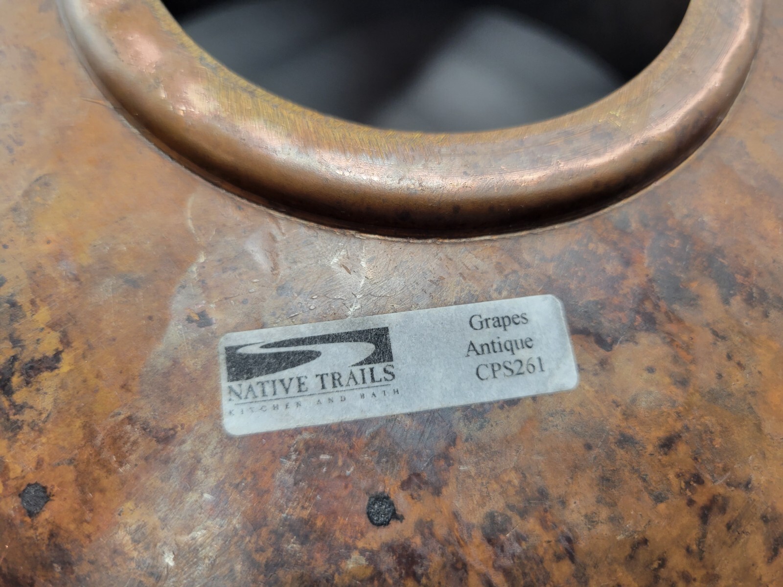Native Trails Sink With Grapes Antique Hammered Copper Finish CPS261