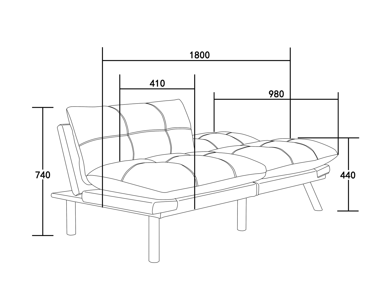 Black Convertible Folding Modern Sofa Bed Fit Small Apartment or Room Well