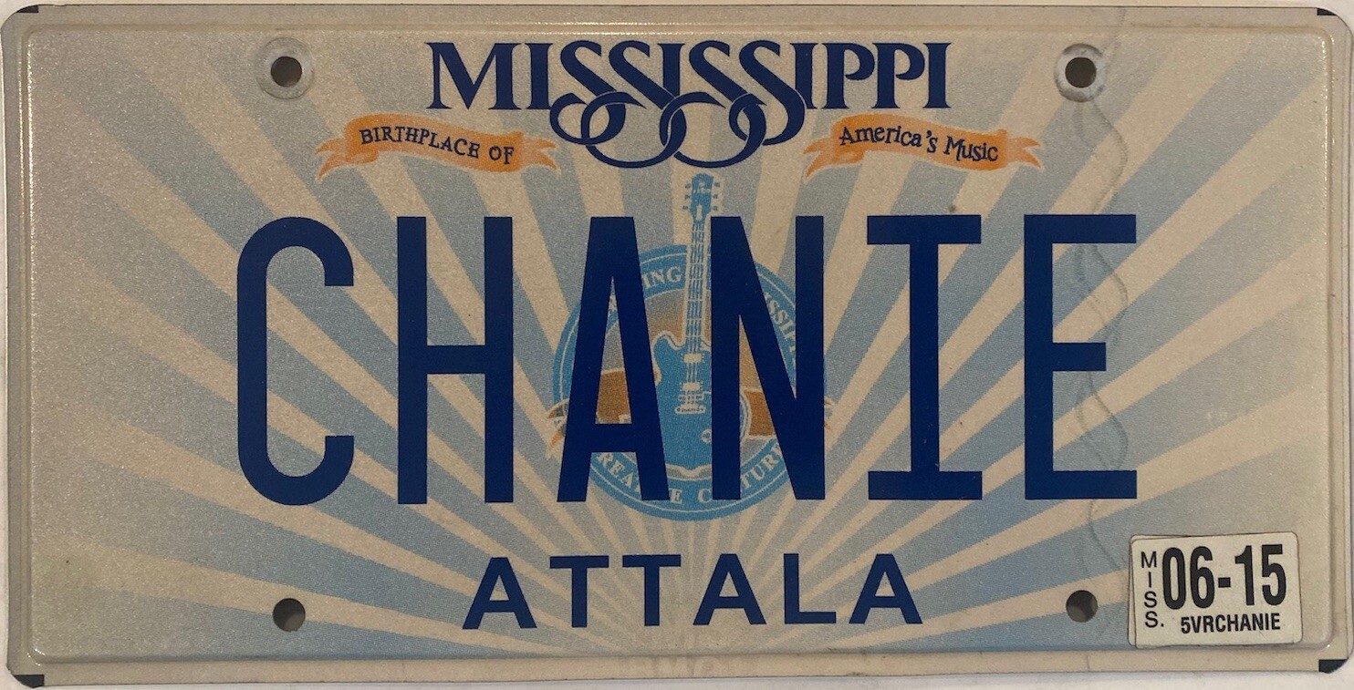 Vanity CHANIE CHANI Licence plate Hannah Channah Chaani Chaennie 2015 Attala MS