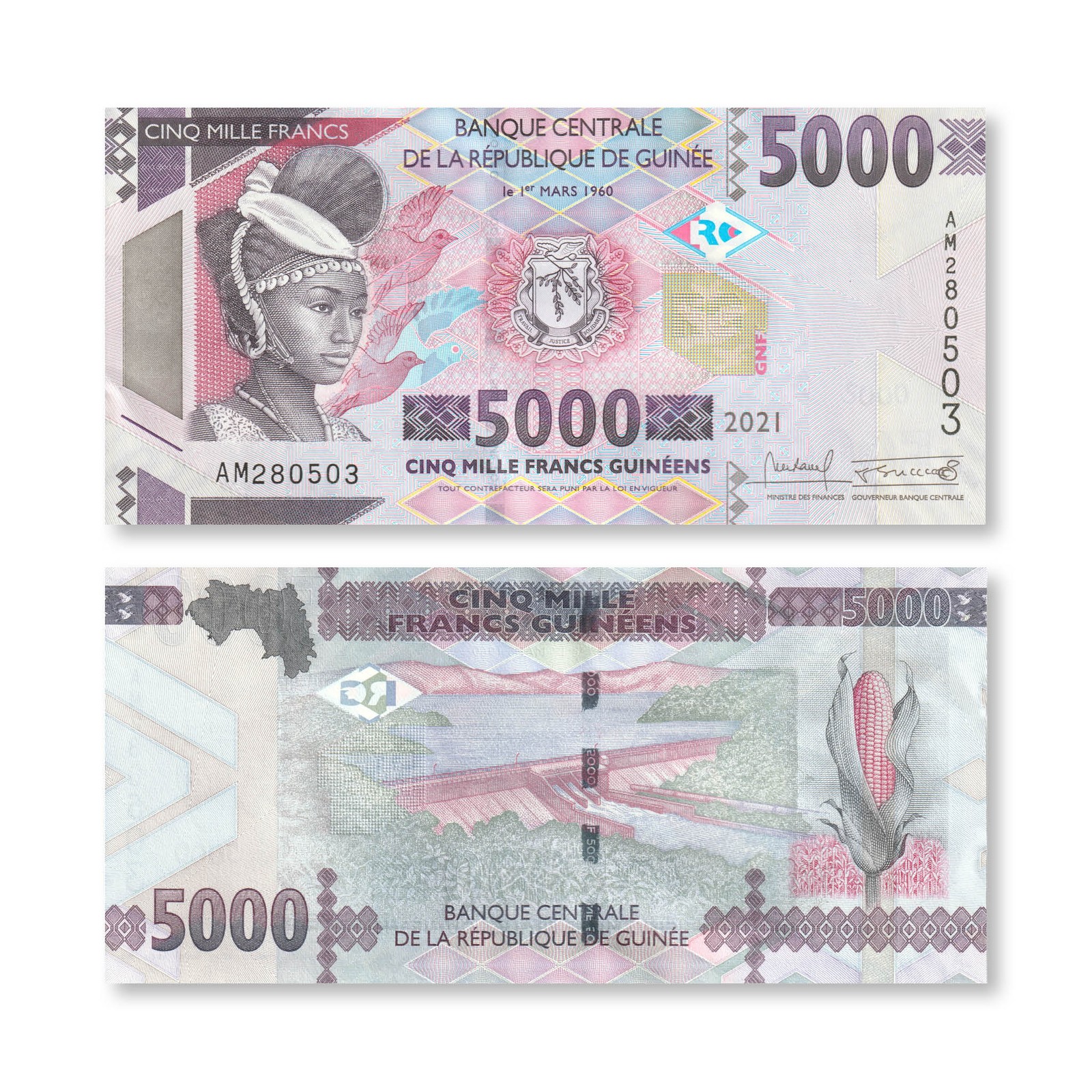 Guinea 5000 Francs, 2021, B340c, P49, UNC