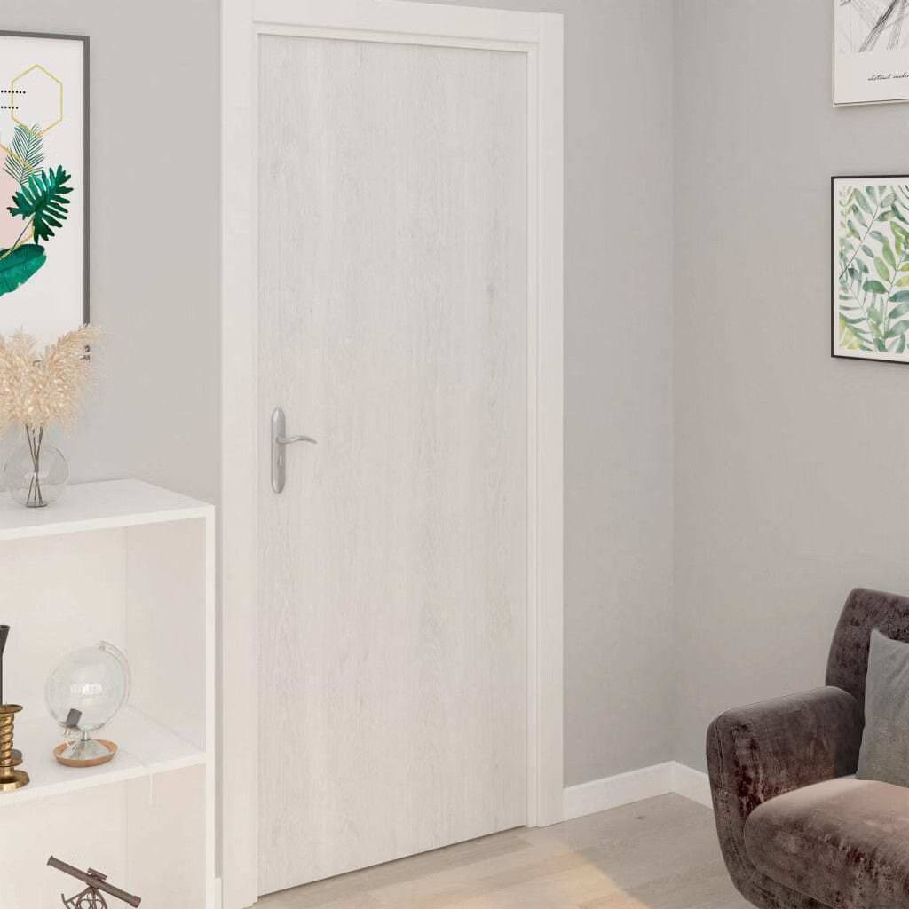 Adhesive Door Film Set of 2 White wood PVC 82.7 x 35.4 in