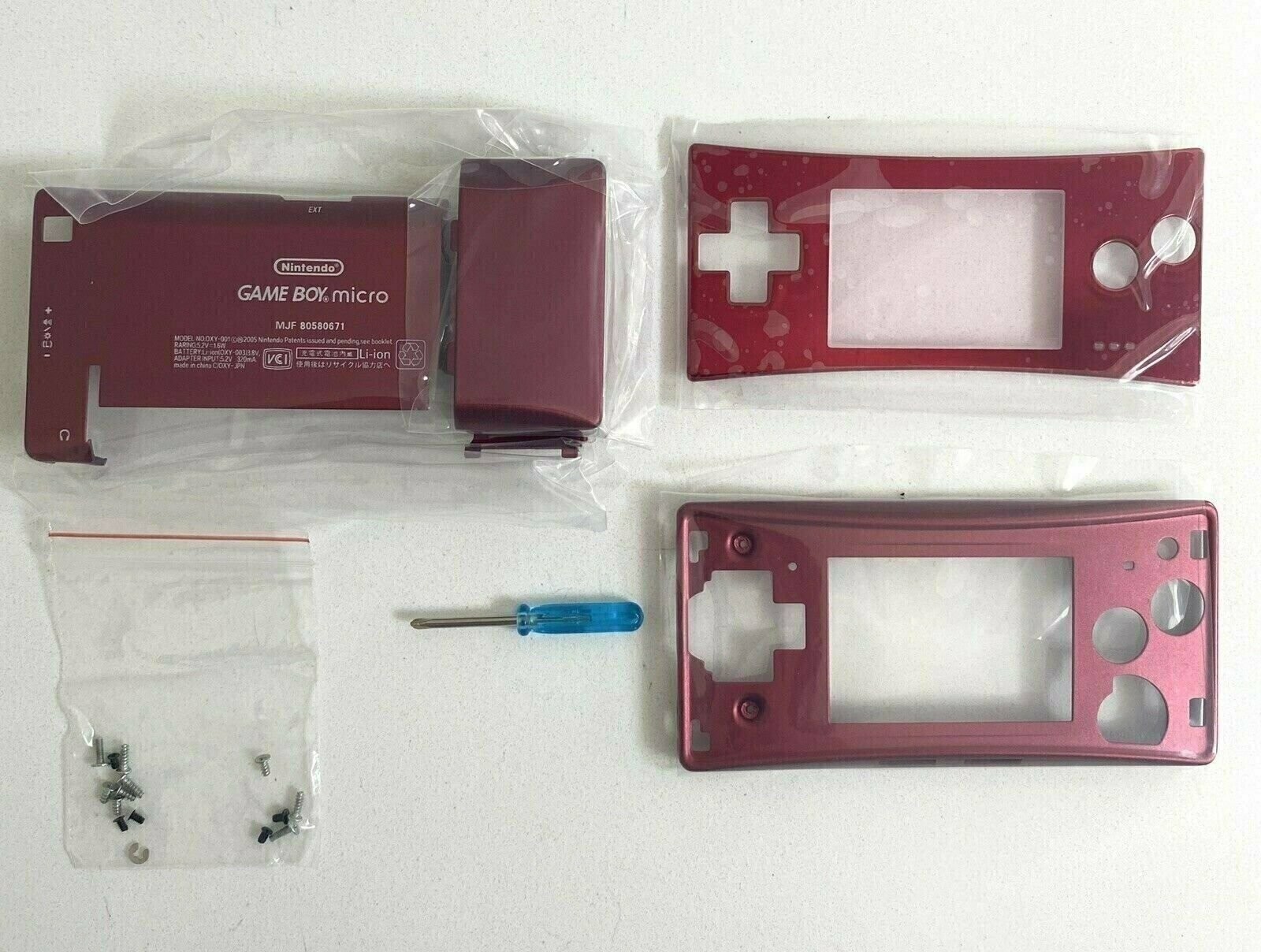 Replacement Housing for Nintendo Gameboy Micro Shell Faceplate Screen Red Tool