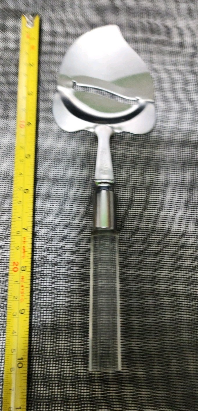 IRVINEWAR VINTAGE  CLEAR LUCITE HANDLED STAINLESS STEEL CHEESE🧀 PLANE / SERVER