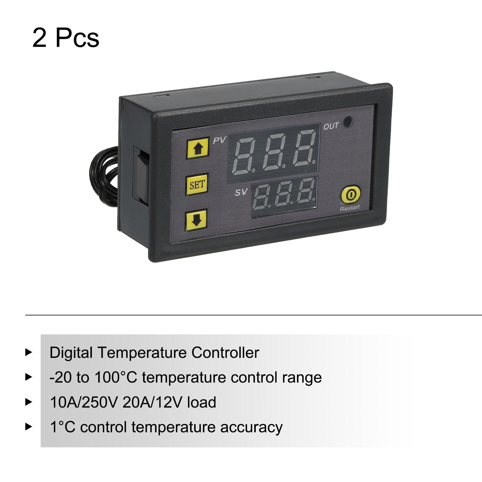 2 Pack W-3230 10A AC 110-220V Digital LED Temperature Controller