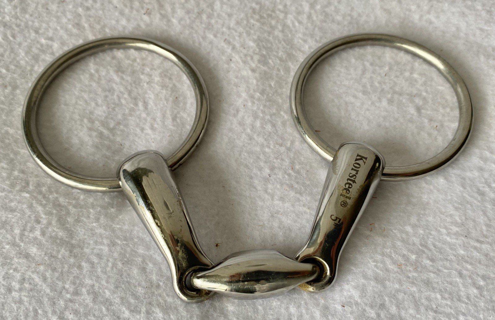 KORSTEEL 5" Double Joint CURVED Mouth Loose Snaffle BIT~Lozenge~Nice CLEAN Cond