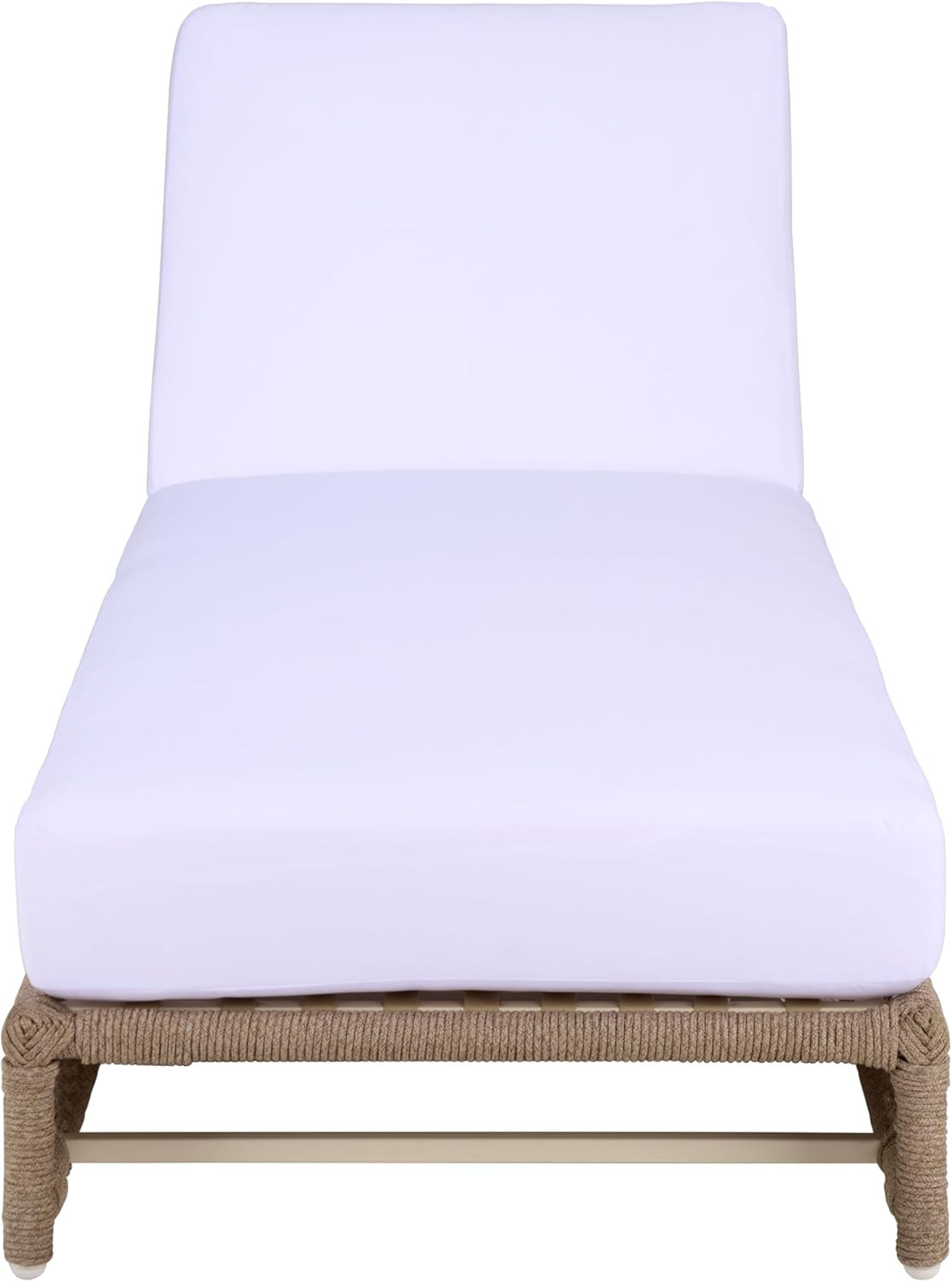 Modern Callan Heather Tan Rope Lounger with White Cushions for Outdoors