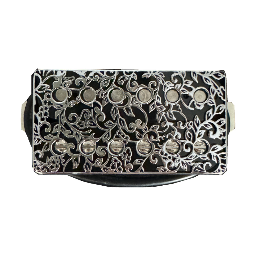 Johnny Eleca Electric Guitar Pickup Humbucker, Neck, Silver Carve Patterns