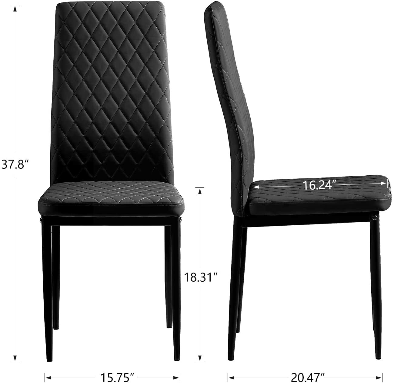 Set of 4 High Back Dining Chairs Upholstered Kitchen Chairs Modern Accent Chairs