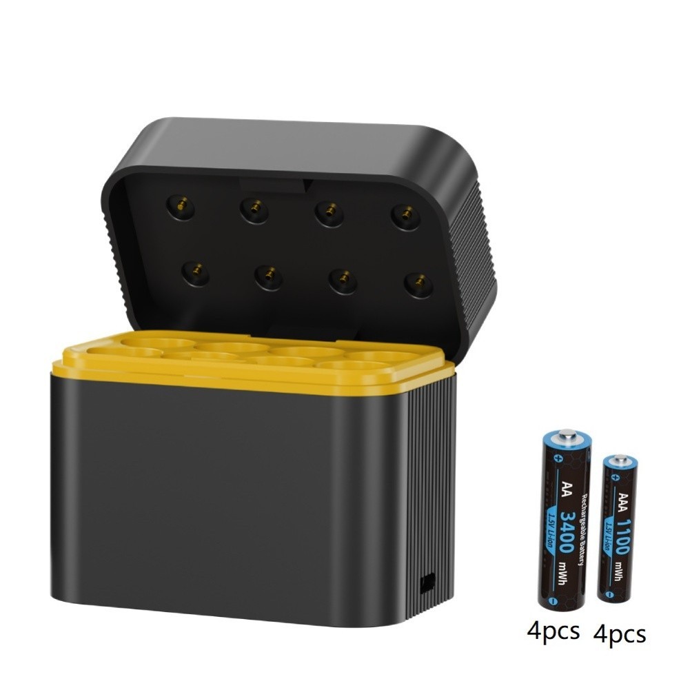 Eight Slot Battery Charging Box with LED Indicator and Type C Charging Port