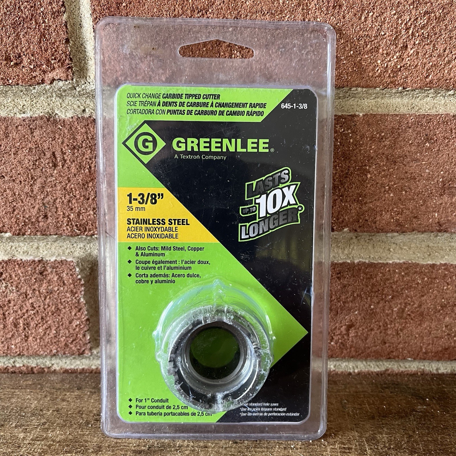 Greenlee 645-1-3/8 1-3/8" Quick Change SS Carbide-Tipped Hole Cutter