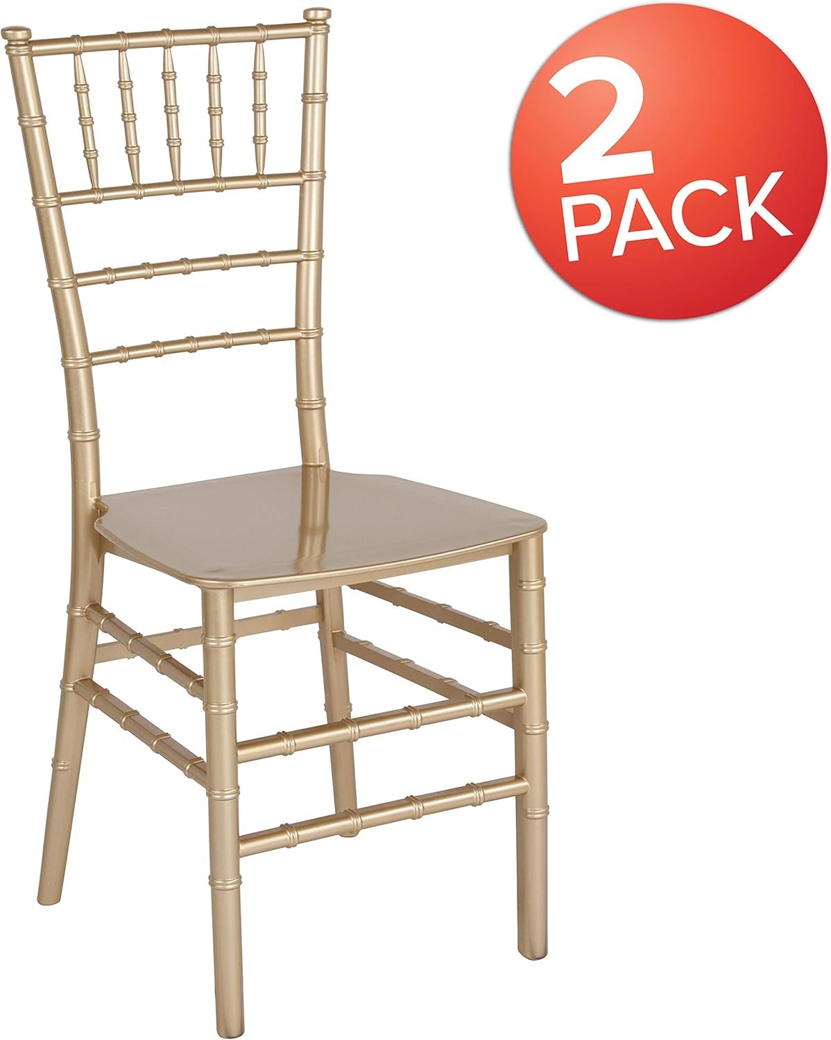 2 Pack HERCULES Series Gold Resin Stacking Chiavari Chair