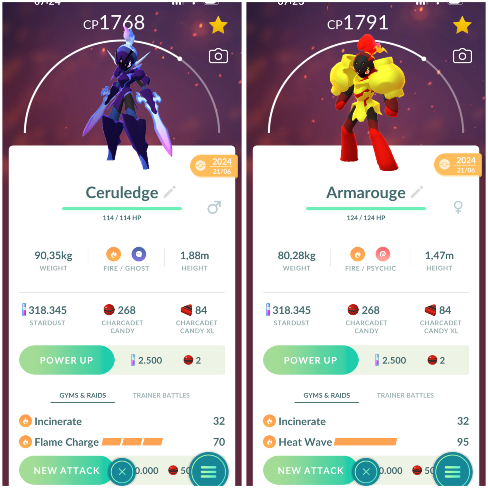 Ceruledge or Armarouge | (Charcadet evolution) | Tr-de 20K Stardust