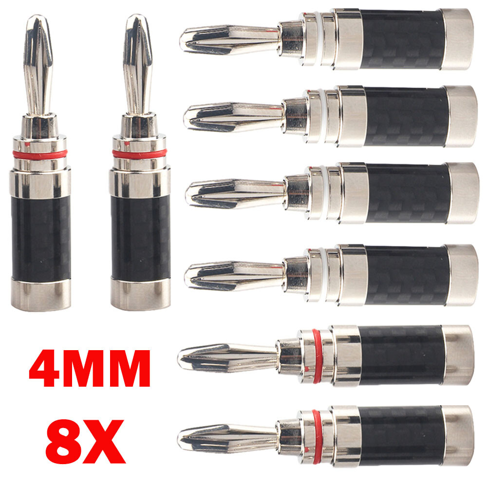 8PC Banana Plug For Hifi Speaker Carbon Fiber Rhodium Plated Banana Connector US