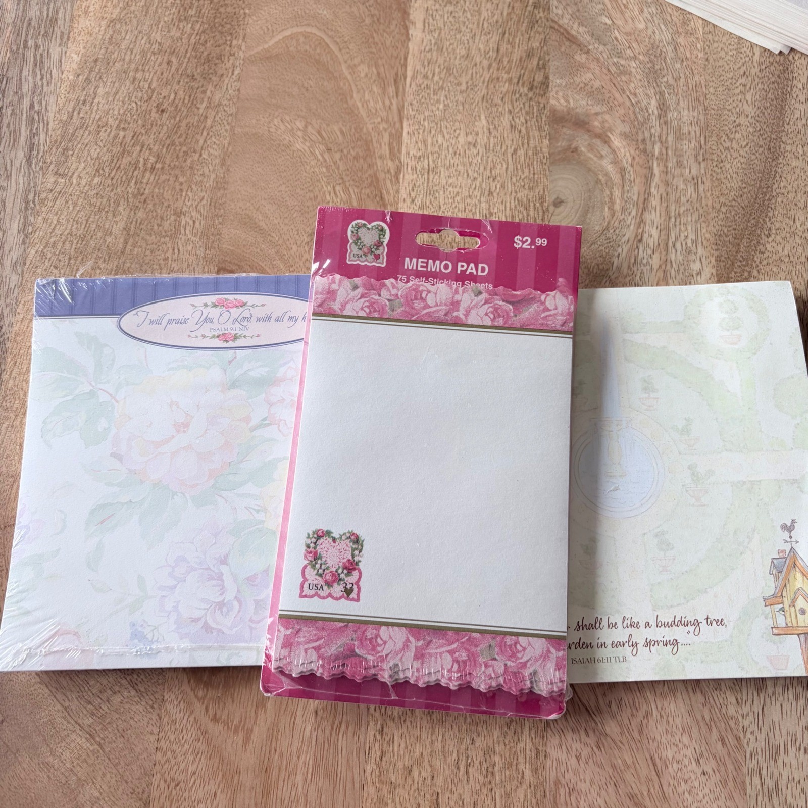 Vintage Hallmark USPS Love Stamp Memo Pad DaySpring Floral Stationery Bundle 3pc