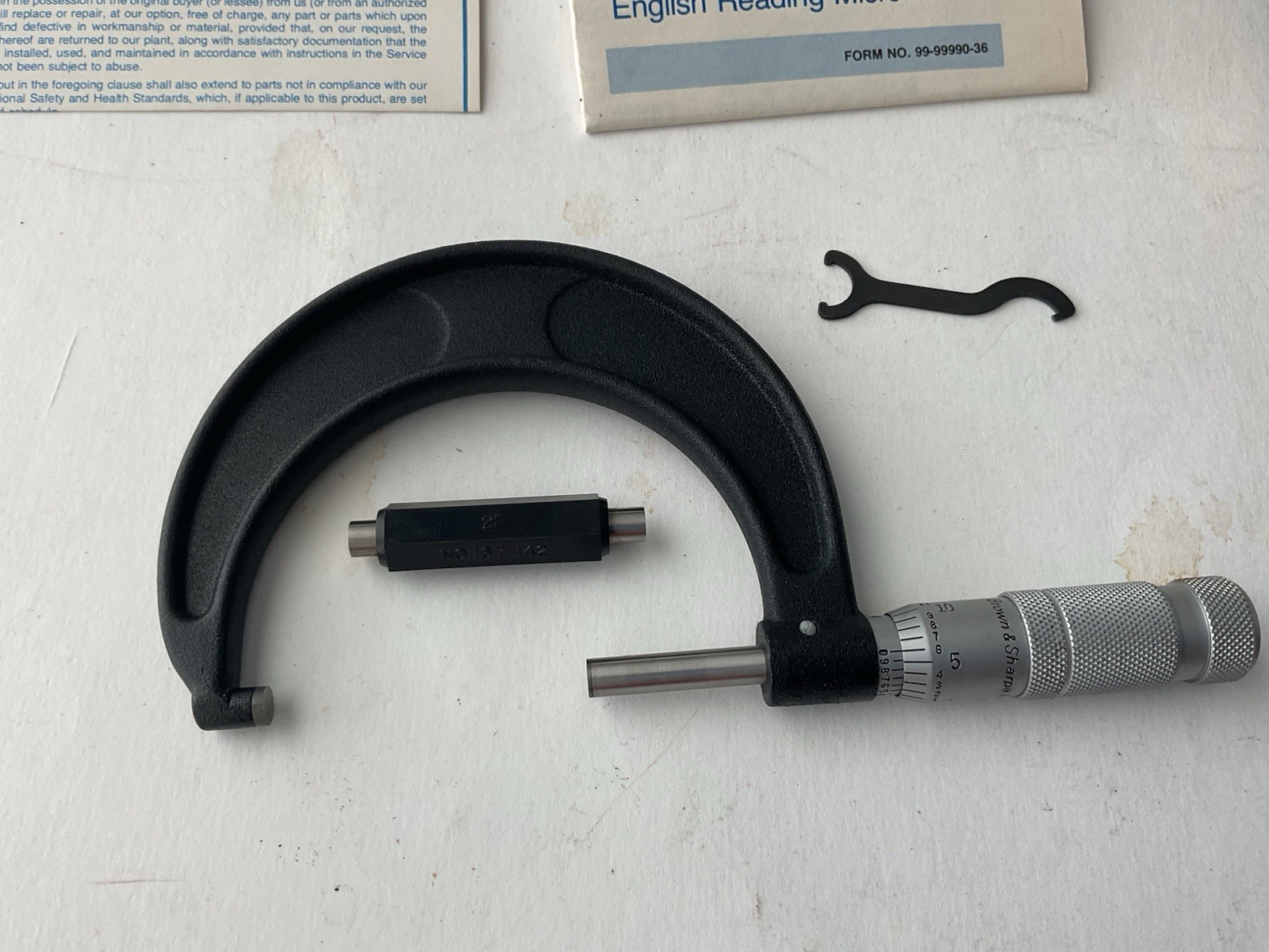 Brown & Sharpe 599-30-3 Slant Line Micrometer Outside 2-3” Vintage Excellent