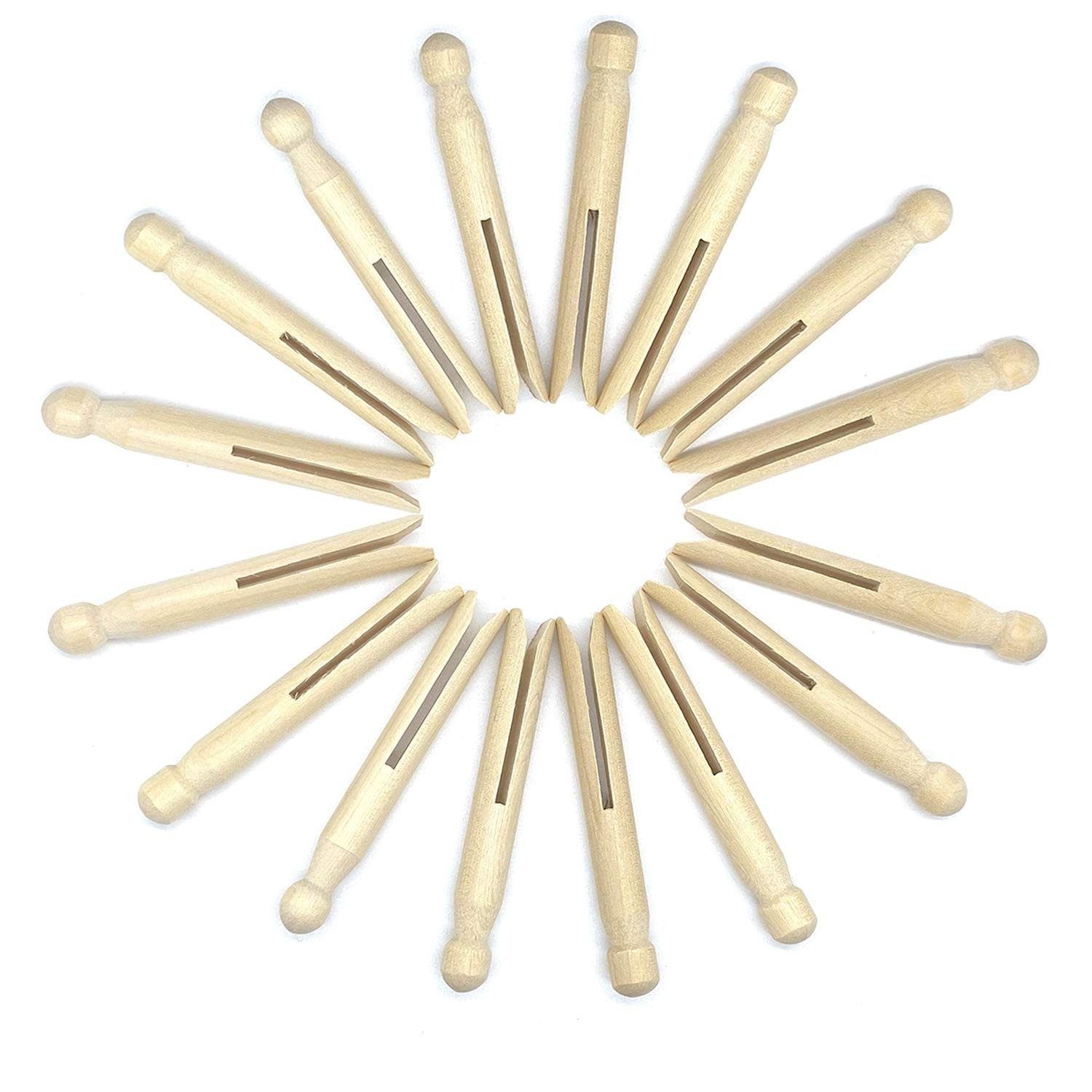 Paquete de 25 pinzas de madera tradicionales redondas de 4.3 pulgadas