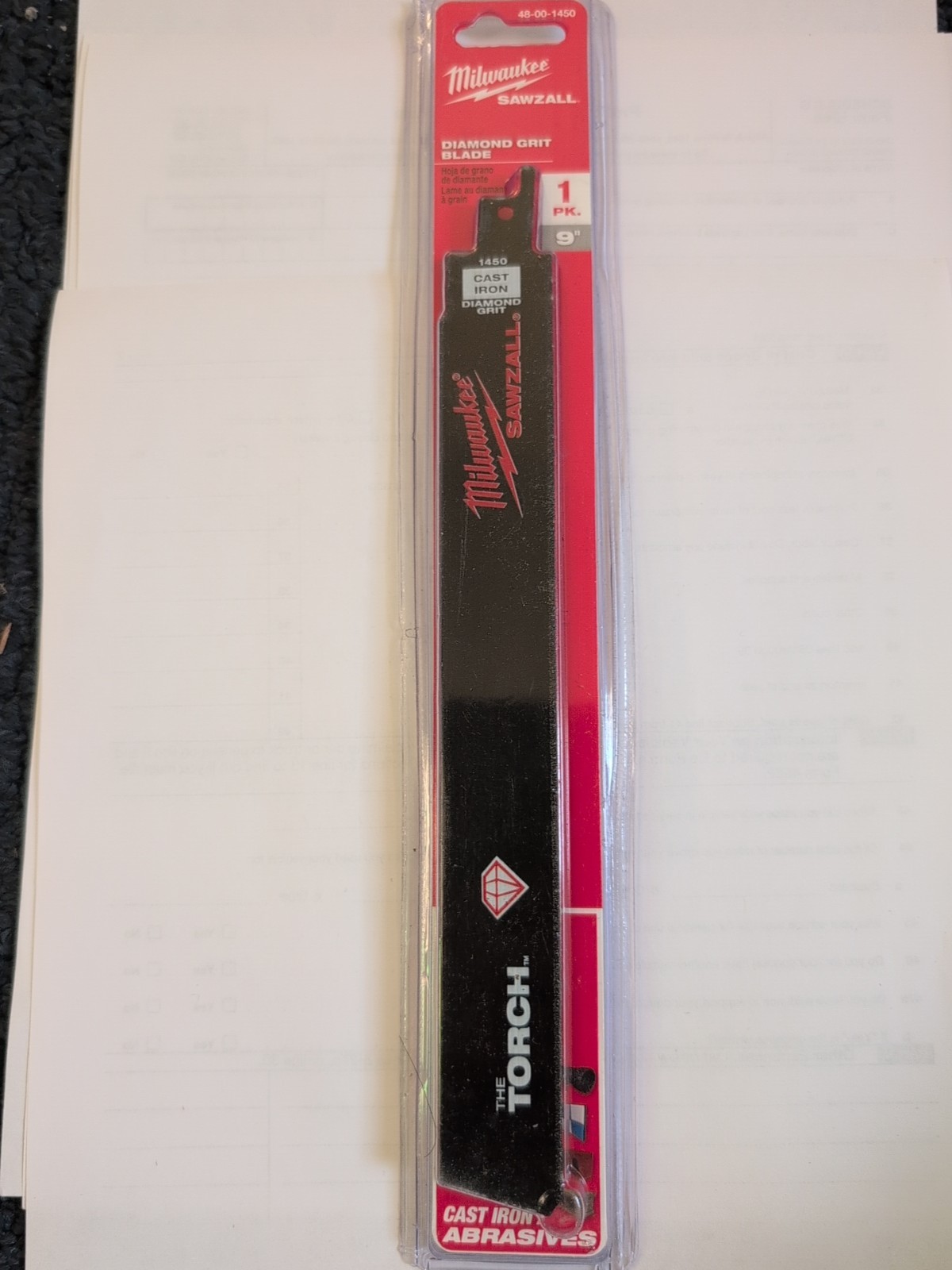 Milwaukee 48-00-1450 Sawzall Blade 9" Diamond Grit