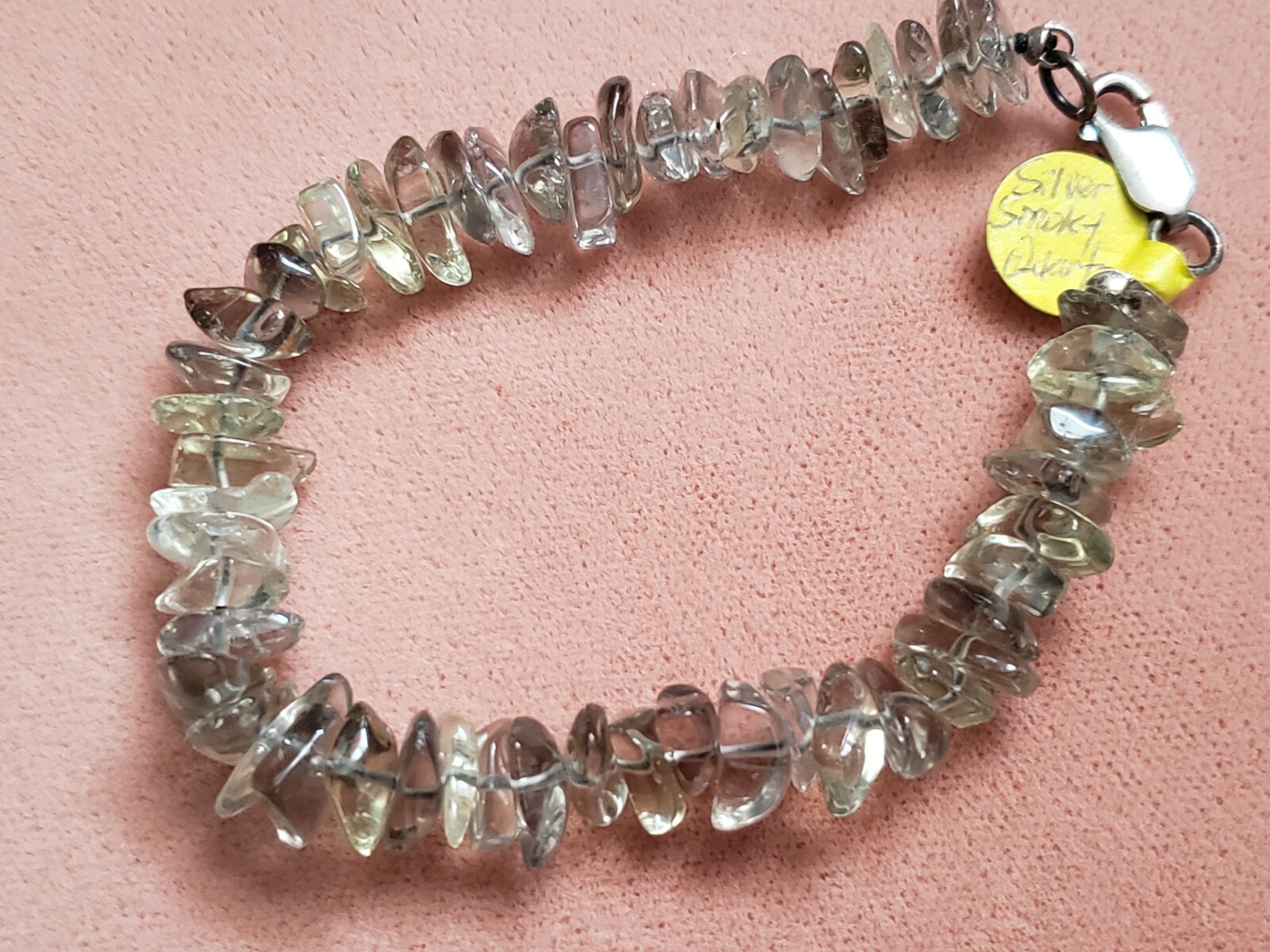 Hand- Made GENUINE * SMOCKY QUARTZ * BRACELET 7.75" Long,Sterling925 Lock- USA