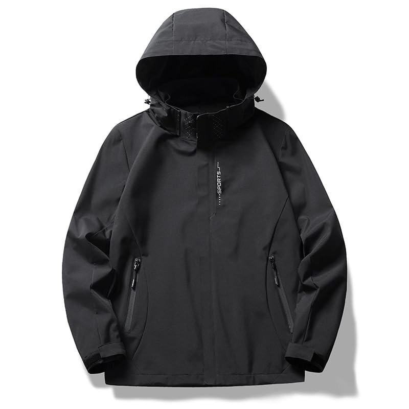 congluoki Men's Waterproof Windbreaker with Removable Hood X-Large, Black