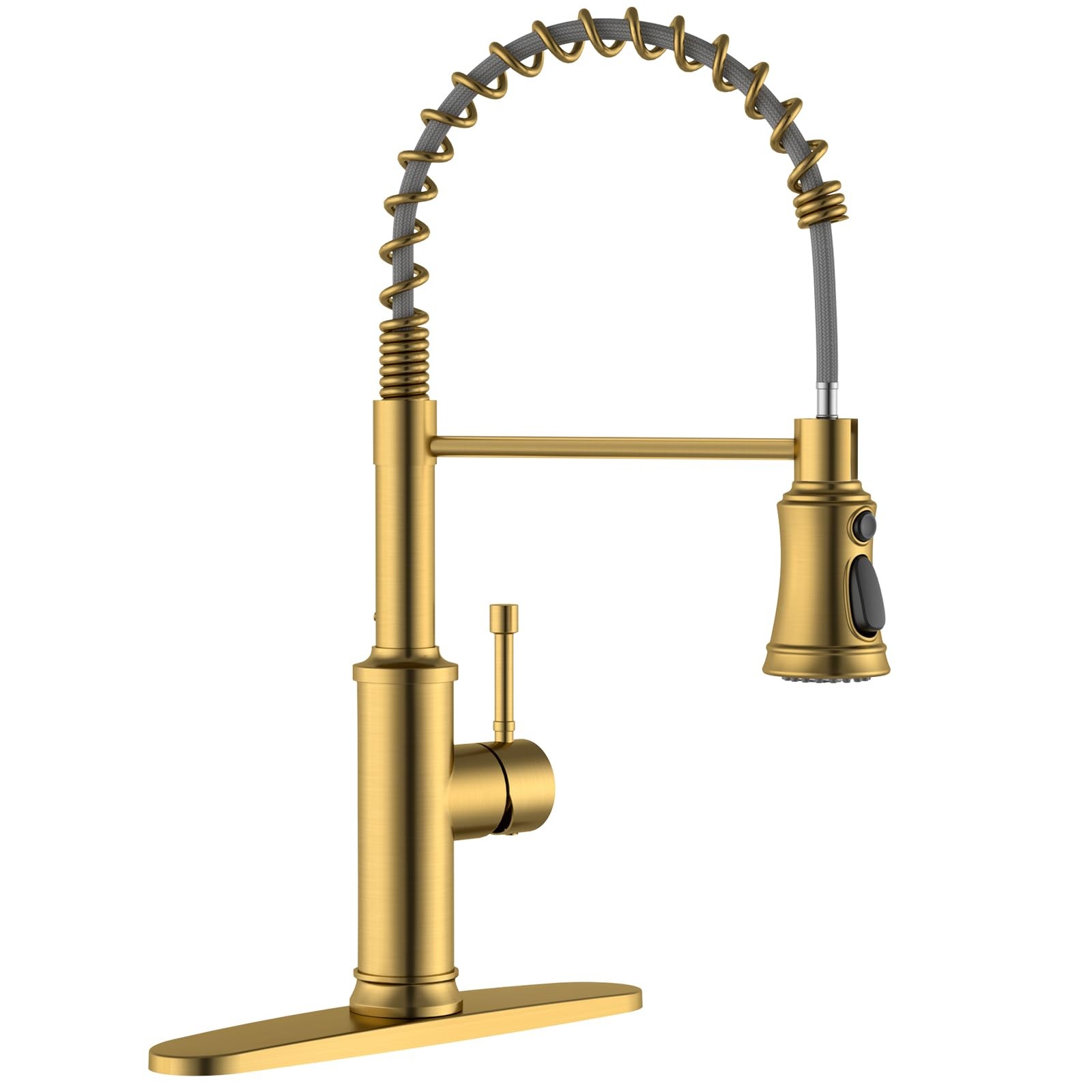 Antique Brushed Gold Kitchen Sink Faucet with Pull Down Sprayer, 3 Modes Stai...
