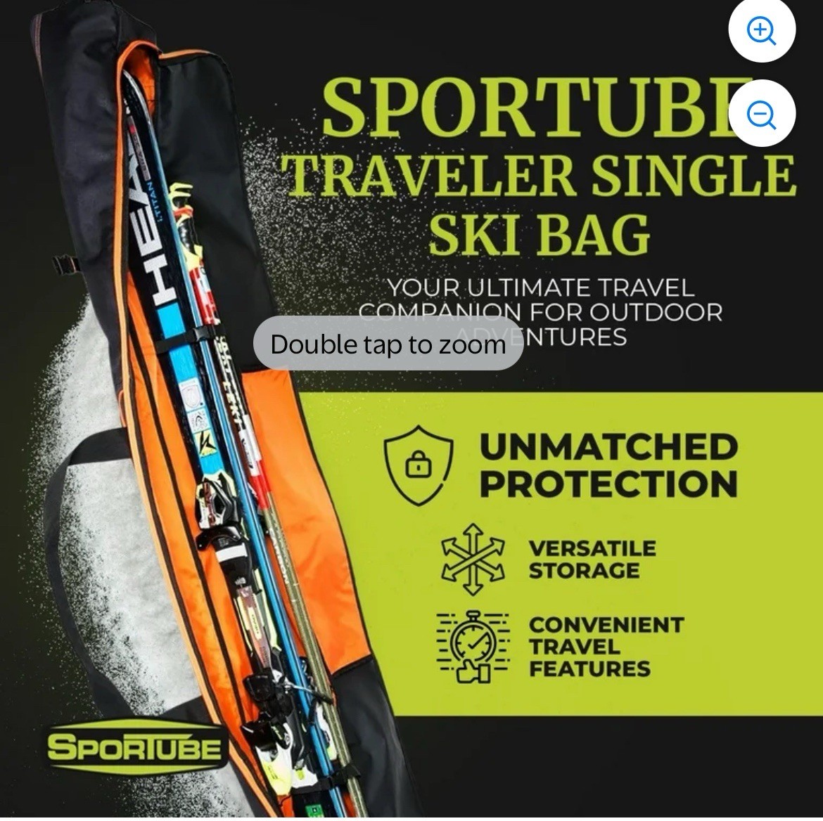 SporTube Padded Skies & Poles Sports Gear Carry Case Rugged Lightweight Durable