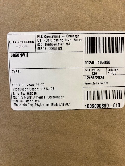 Lightolier (6050NWH) Single Circuit L Connector