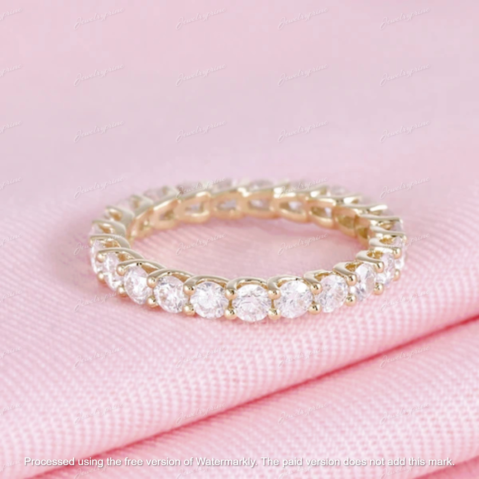 2 CT Round Lab-Created Diamond Eternity Wedding Band Ring 14k Yellow Gold Plated