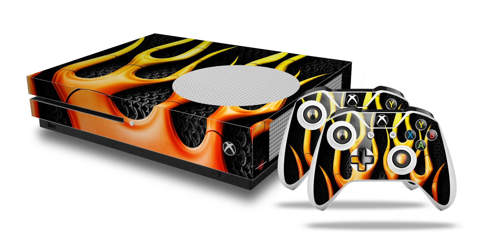 Skin XBOX One S Console Controller Metal Flames