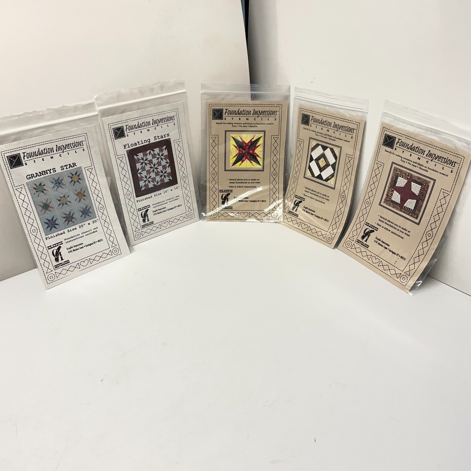 Foundation Impressions Quilt Squares Stencil Lot of 5 All New