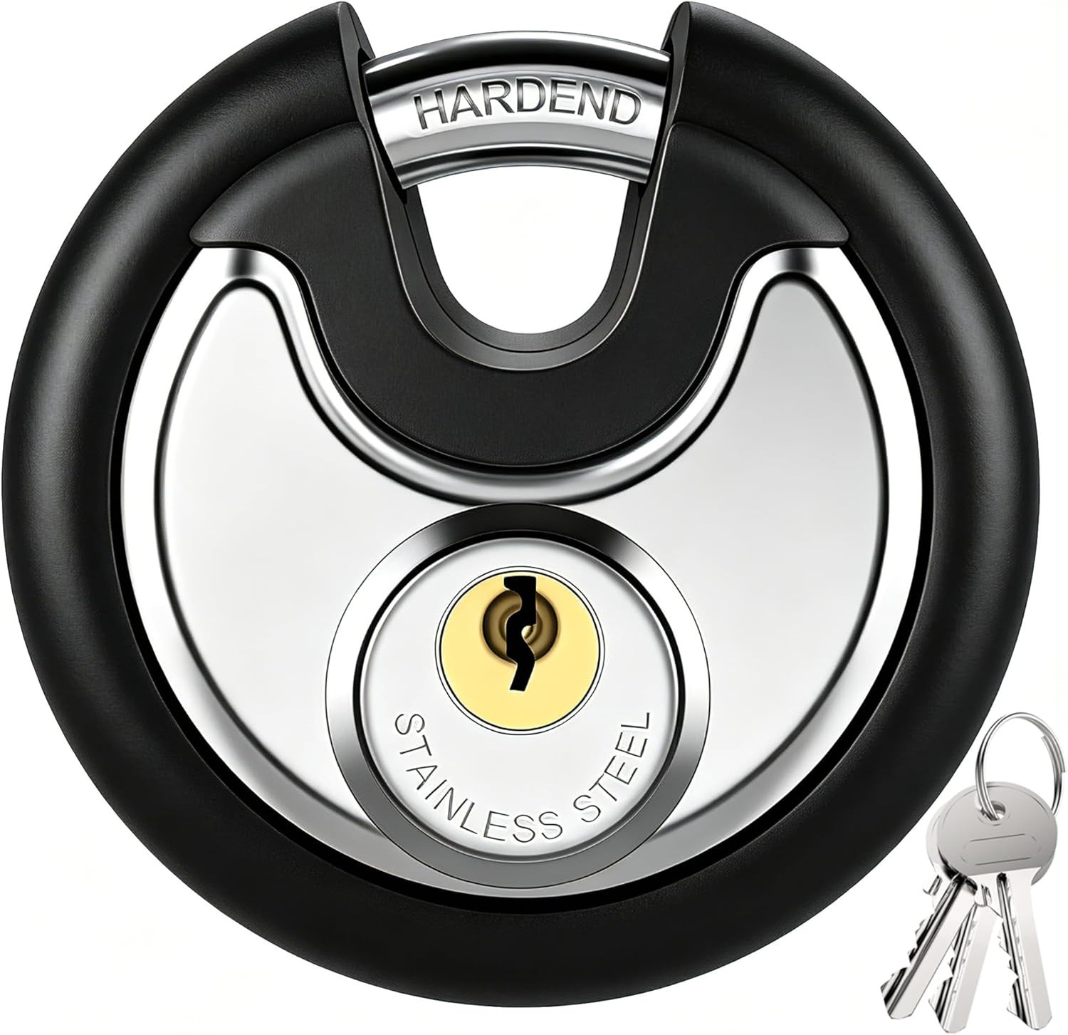 Puroma 1P Padlock 3 Keys Rubber Bumper Steel Gate Storage Locker Lock 3/8"