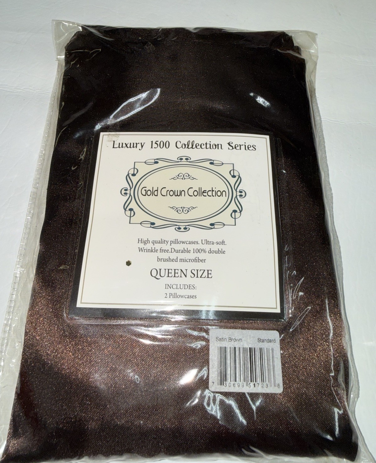 Satin Pillowcases Queen Size Brown Set of 2 Luxury 1500 Collection Series