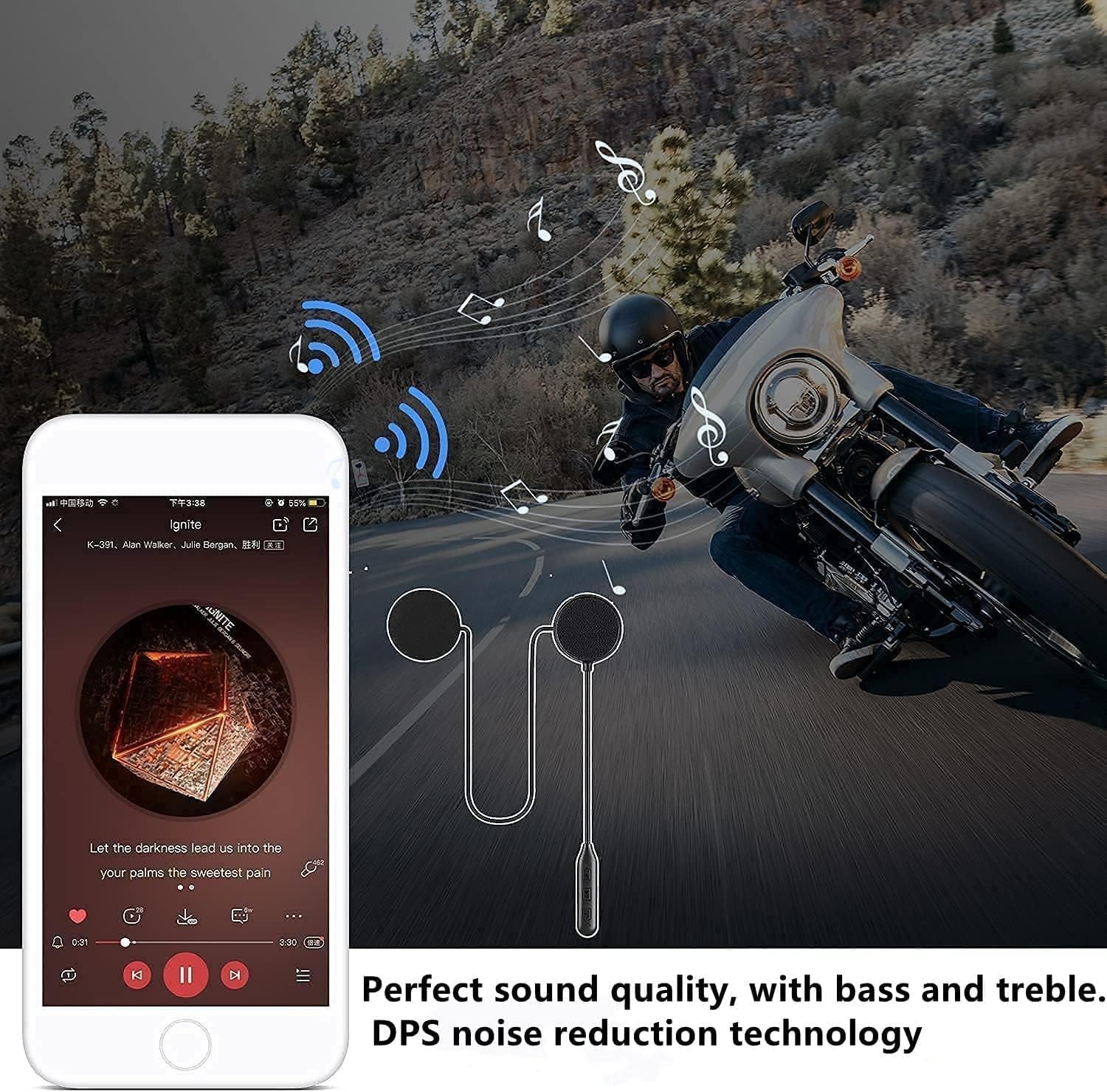 Waterproof Bluetooth Headset for Motorcycles - Hands-Free & 60H Playtime