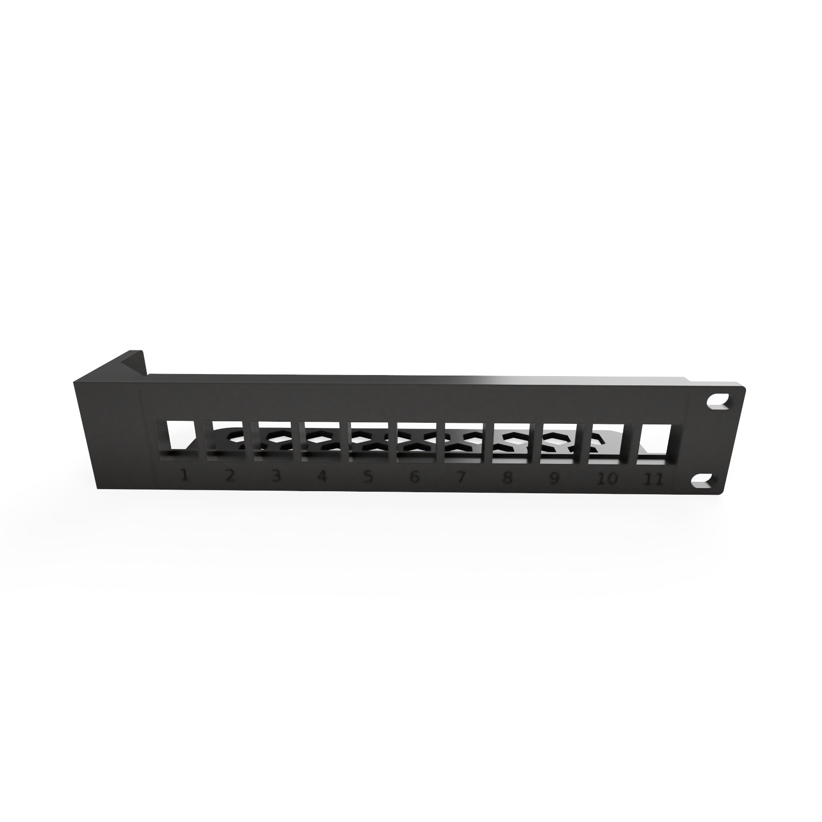19" Rack Mount Half Width Patch Panel - 11 Keystone, 1U (Modular)