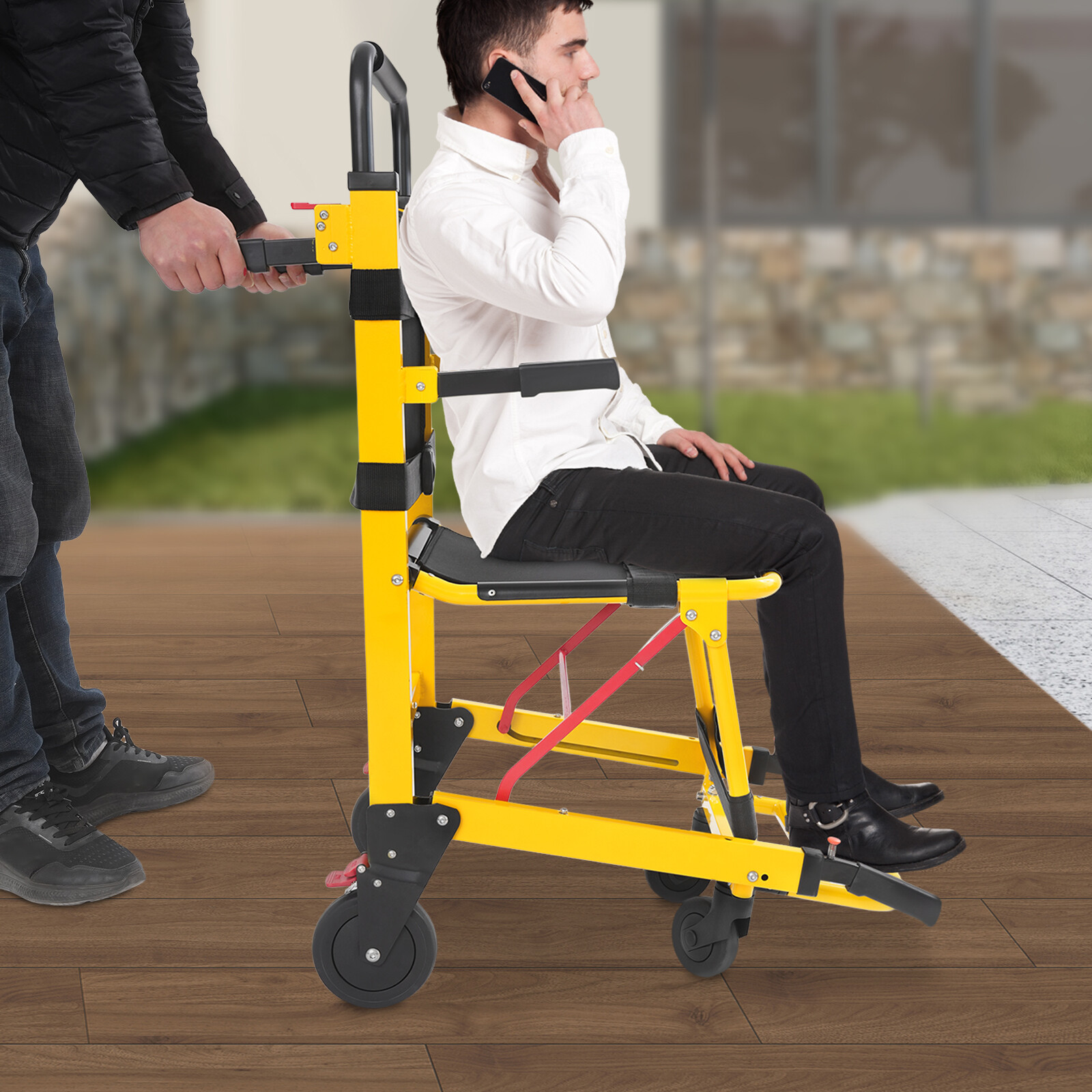 Folding 4-Wheel Evacuation Chair EMS Medical Emergency Patient Transfer Chair US