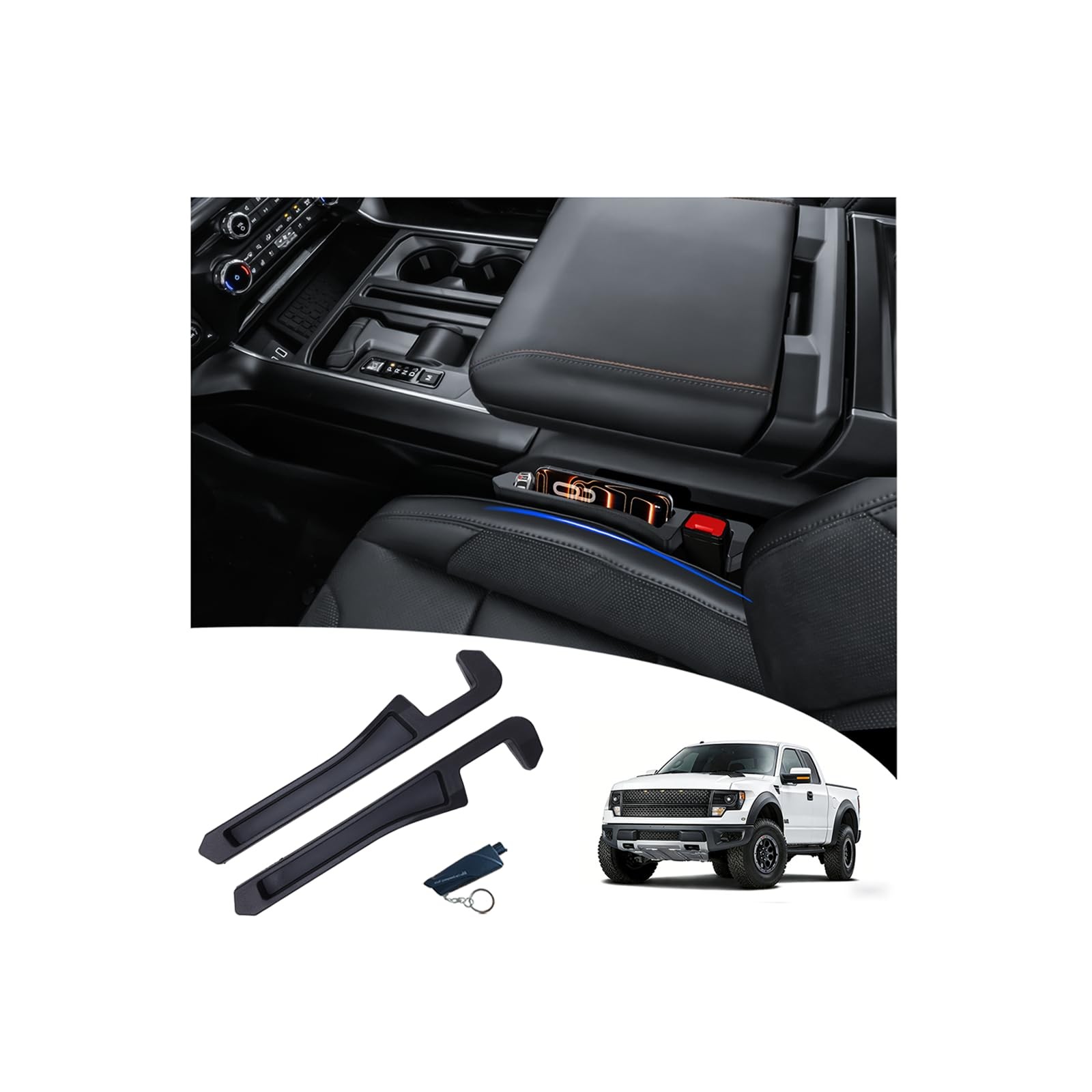 Half-Sized Seat Gap Filler with Ford F150 F250 F350 F450| Zero Obstruction to...