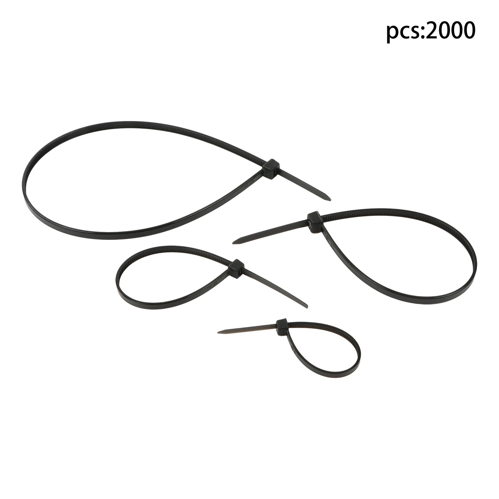 2000 PCS Self-locking Nylon Zip Ties Assorted Sizes 4+6+8+12 Inch Cable ties
