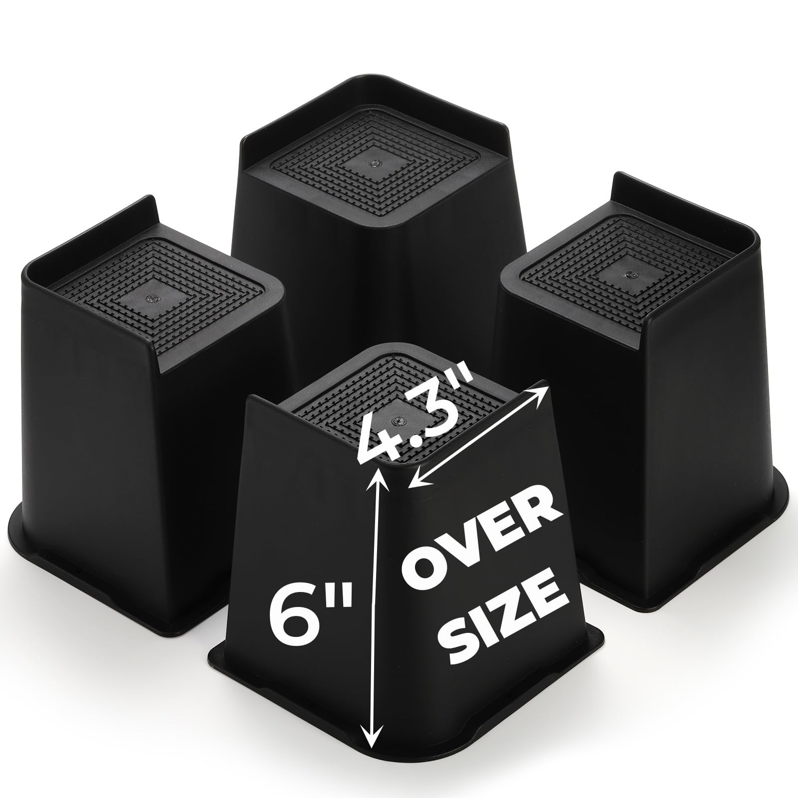 4 Pack Heavy Duty Bed Risers, 6 Inch Lift Couch Furniture Risers, Bed Lifts R...