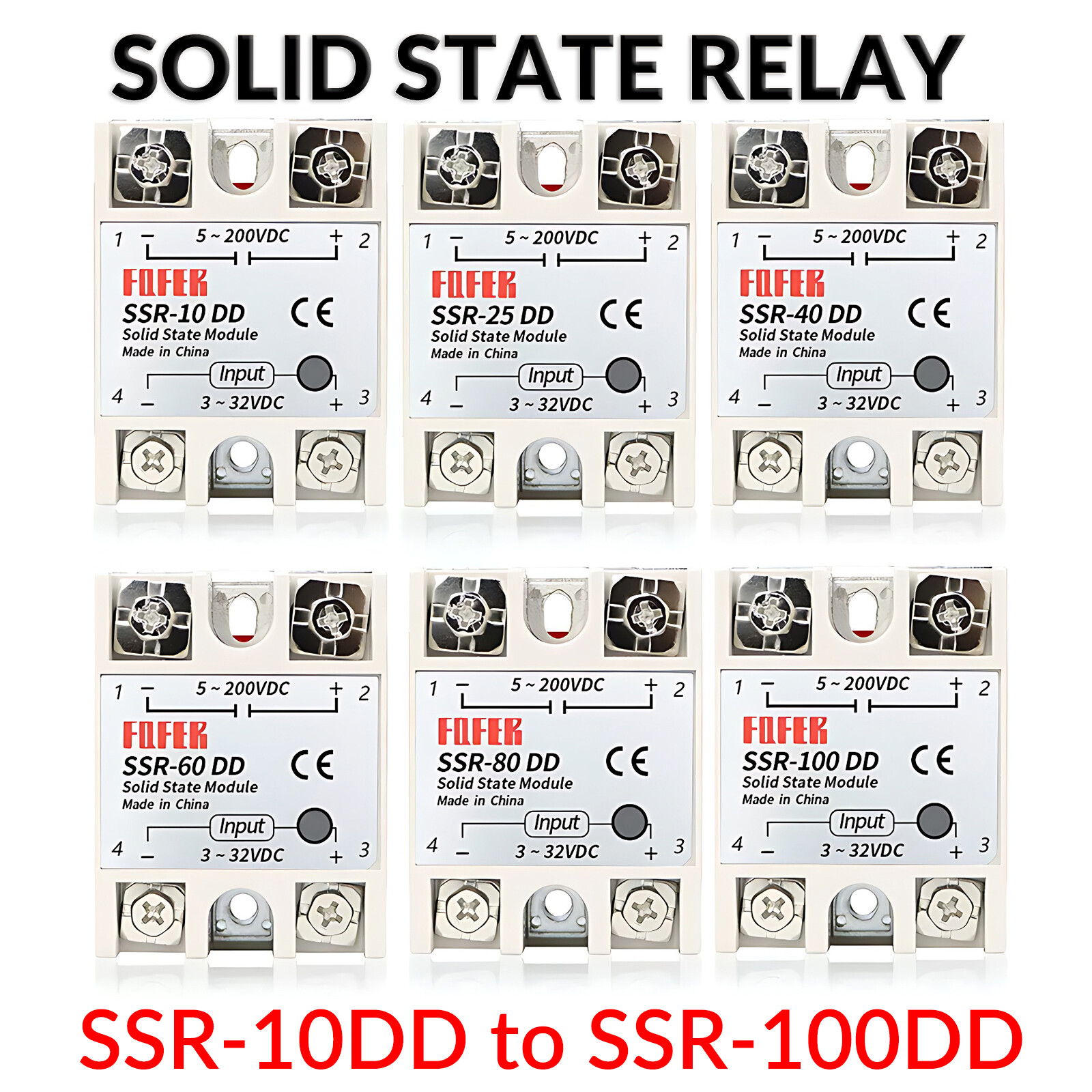 Solid State Relay Module DC to DC SSR-10DD to SSR-100DD 3-32V DC 5-200V DC New