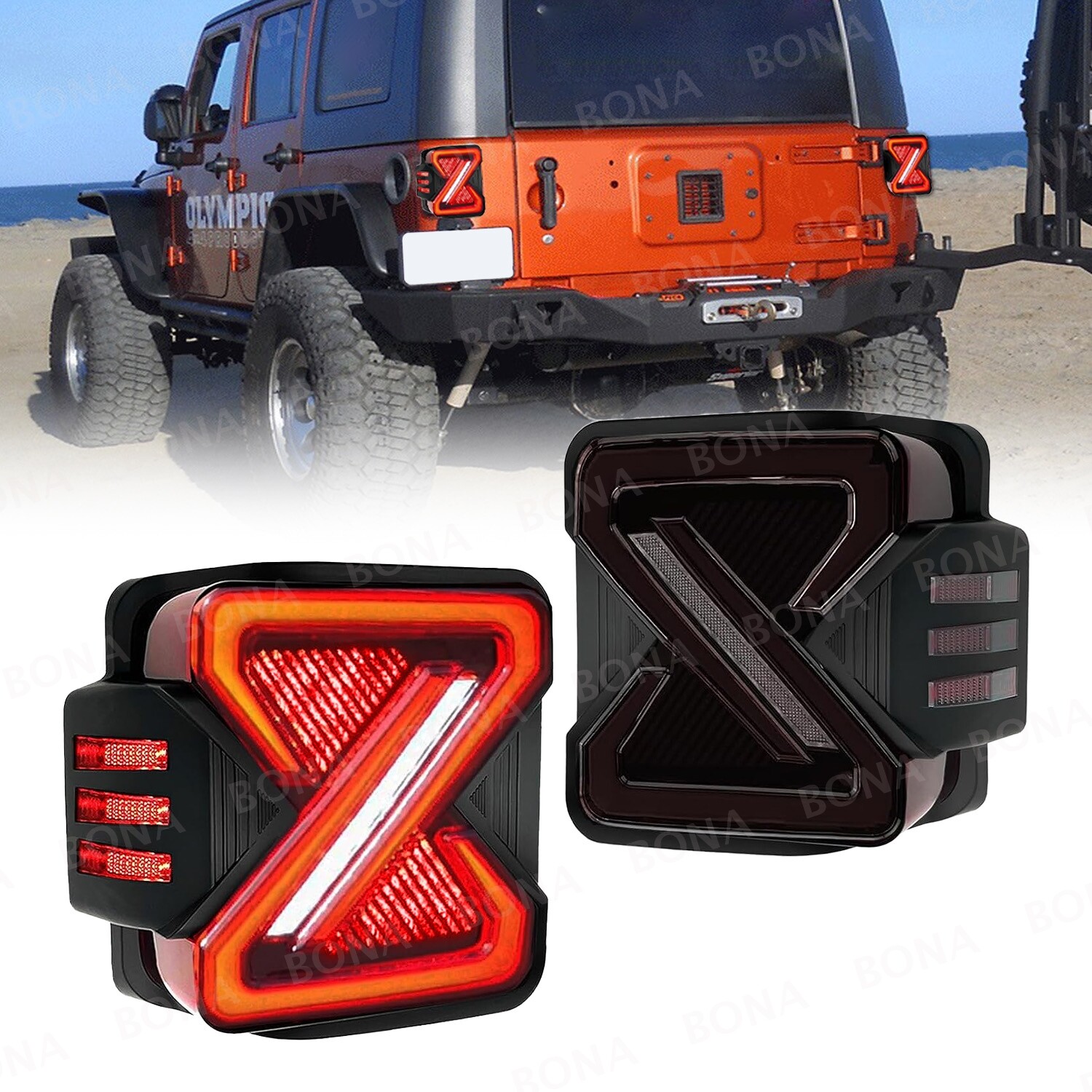 LED Tail Lights Turn Signal Lamps For 2007-18 Jeep Wrangler JK W/Start Animation