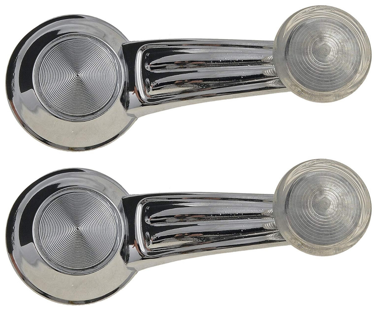 2 Manual Window Crank Handles Chrome Clear Knob for Corvette Monte Carlo Impala