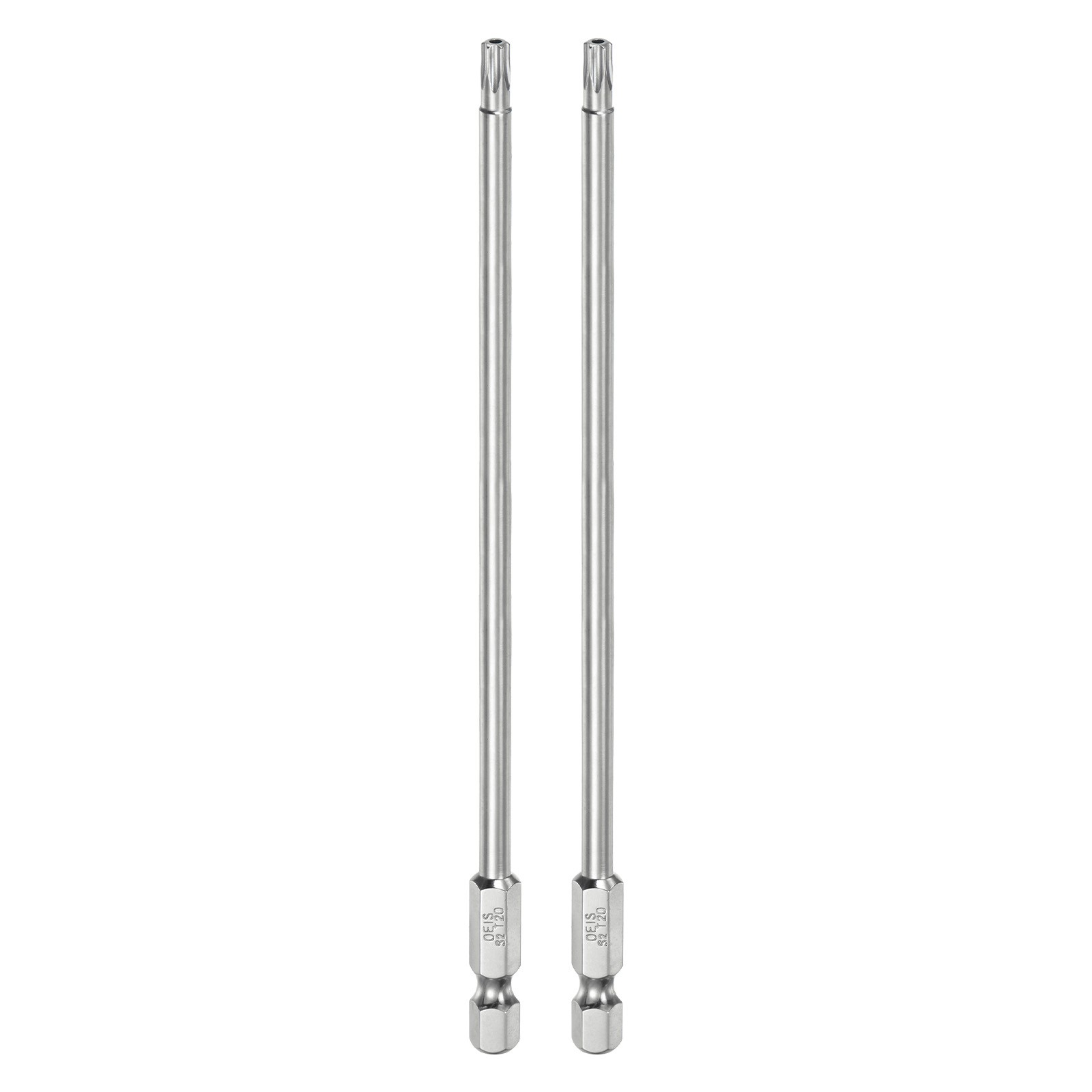 2pcs T20 Security Torx Bit 1/4" Hex Shank 6" Long Tamper Resistant Star Bits