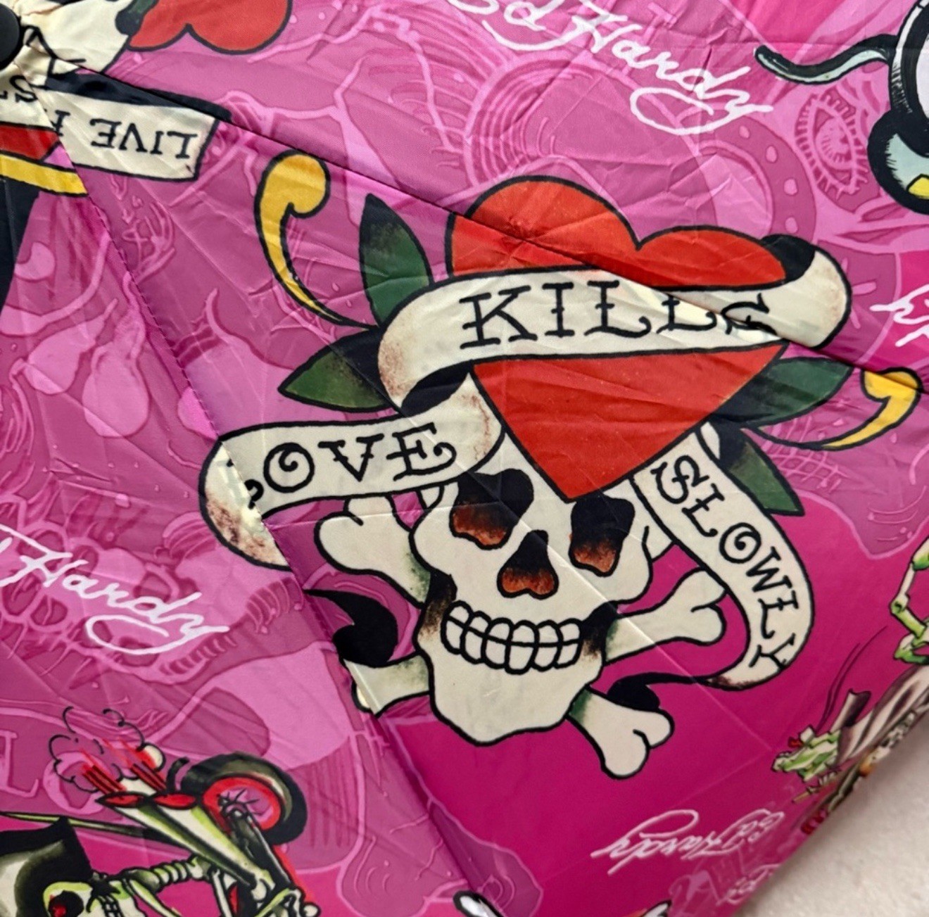 Ed Hardy Pink Skull Umbrella