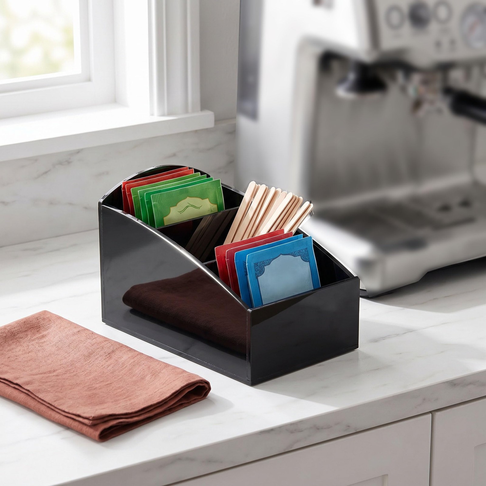 BinaryABC Coffee Bar Sugar Packet Holder,Sugar ONE SIZE, Black