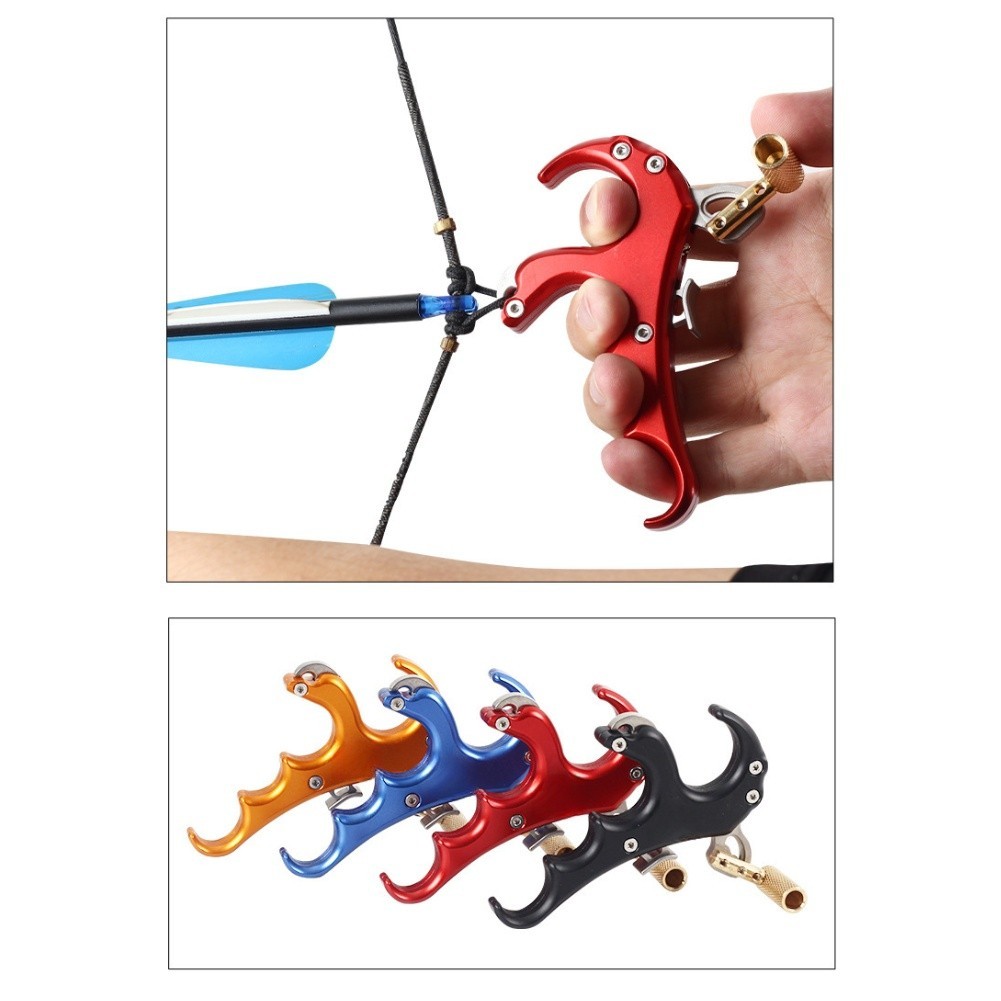Aluminum Alloy Four Finger Compound Bow Release Device Adjustable Trigger Aid