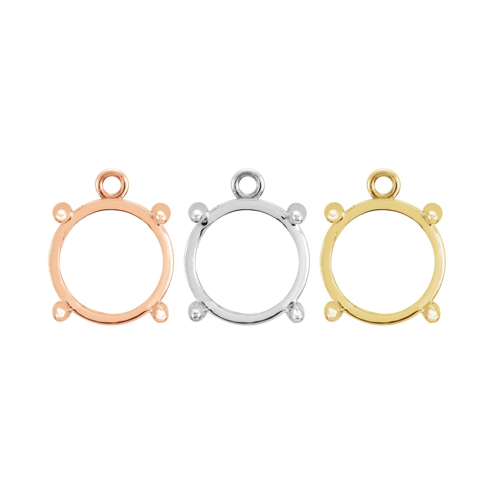 10K 14K 18K Gold, Platinum & Silver 5.5 mm Round Cabochon Dangle