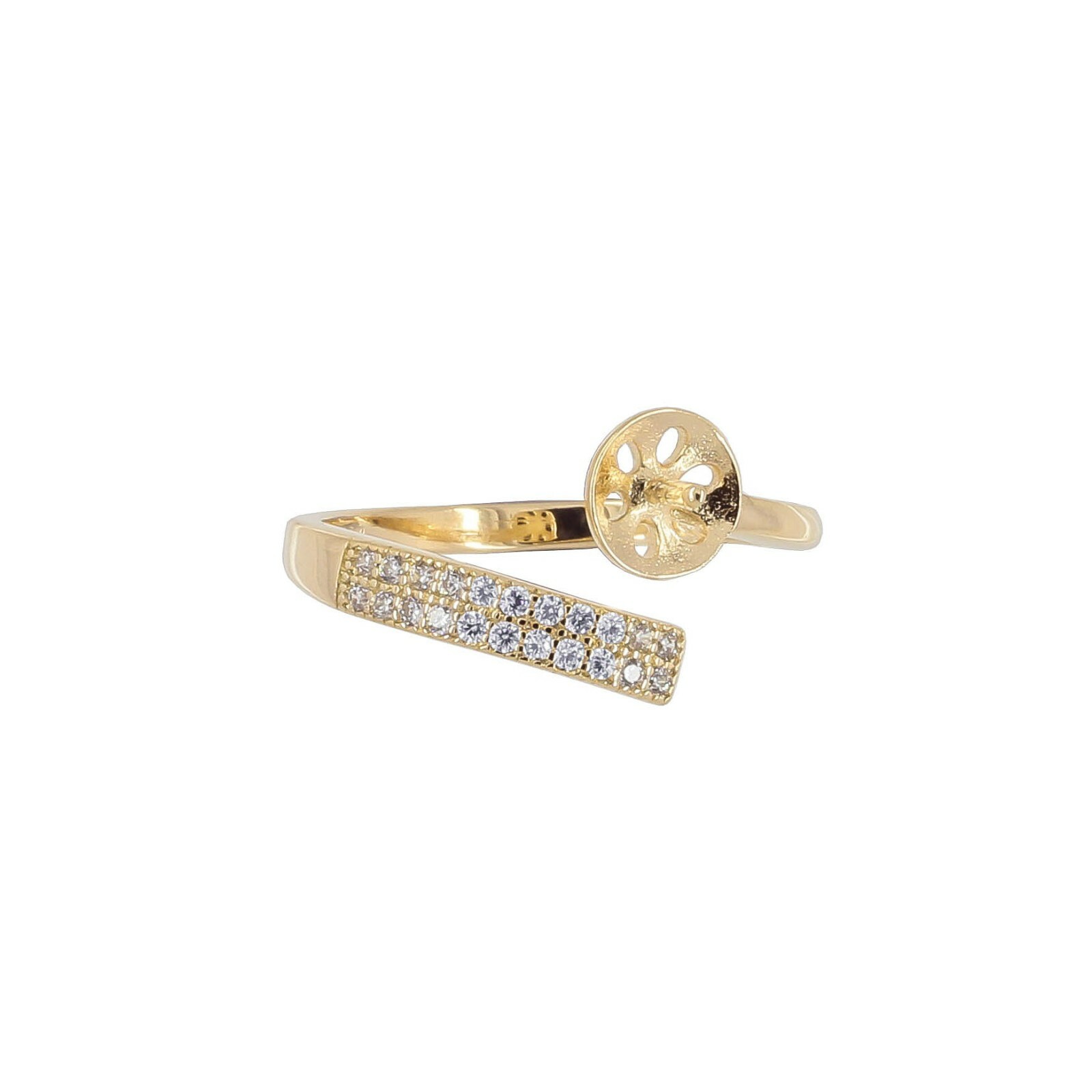 Gold Plated Sterling Silver Ring Setting Mount Pearl Holder Unisize #99885